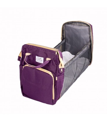 MOCHILA PAÑALERA CONVERTIBLE 3 EN 1   -  MORADO