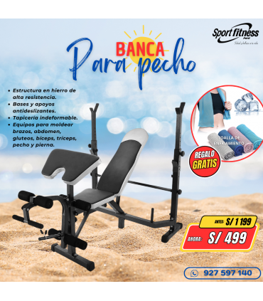 Banca Para Pecho Sport Fitness cs 000159-Negro