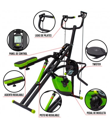 Maquina Abdominal+ Bicicleta+ Pistón 12 Nivl +Twister+Ligas