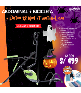 Maquina Abdominal+ Bicicleta+ Pistón 12 Nivl +Twister+Ligas