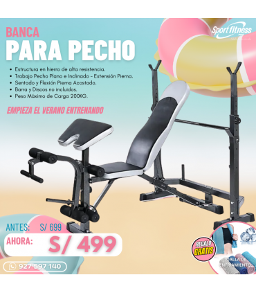 Banca Para Pecho Sport Fitness Multifuncional
