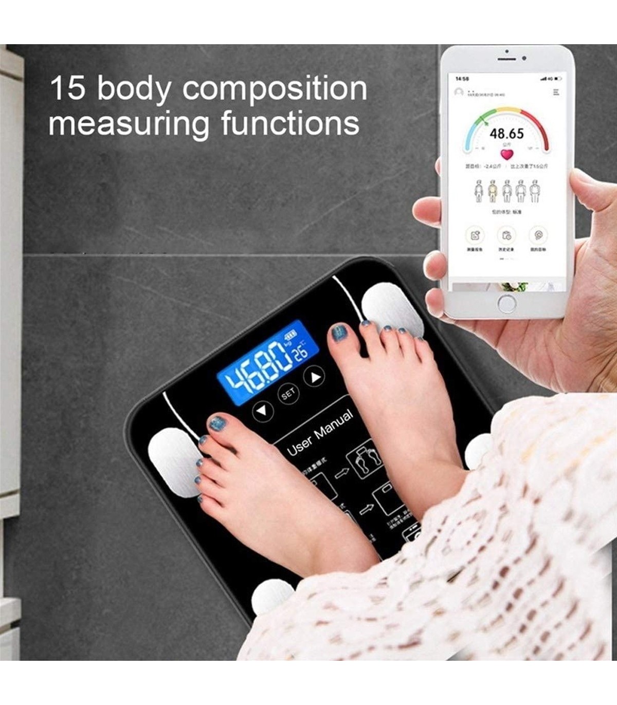 Bascula Digital de peso corporal, pantalla lcd