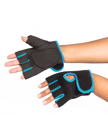 Guantes para levantar Peso - Entrenamiento Funcional - celeste